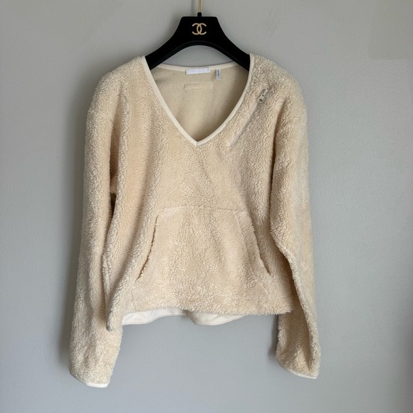 Helmut Lang vneck Sherpa shaggy pullover sweater cream cream size xs - Picture 2 of 8